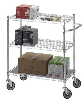 Adjustable Utility Cart w/Solid Top or Bottom Shelf